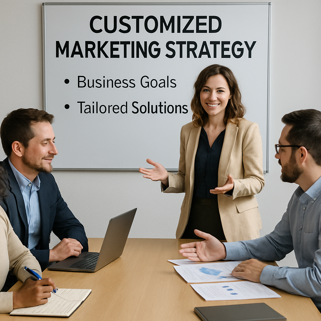 Customized marketing strategy meeting with clients